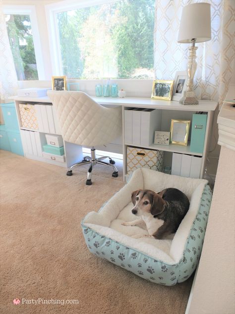 Tiffany Blue Office, Pretty Home Office, Home Office Remodel, Home Office Blue, Blue Home Office, Blue Home Offices, Home Office Makeover, Office Blue, Pretty Office