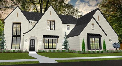 French-country House Plan - 4 Bedrooms, 3 Bath, 3438 Sq Ft Plan 105-105 Modern Tudor House Plans, Modern Cottage House Plans, Tudor House Plans, Cottage Floor Plan, Cottage Flooring, French Country House Plans, Cottage Style Home, Tudor Style Homes, Tudor House