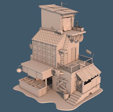 Maya Modeling, 3d Cinema, Clay Model, 3d Modeling Tutorial, 3d Concept, Building Concept, 3d Architecture, Game Environment, Low Poly Art