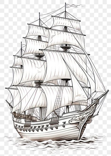 Clipper Ship Drawing, Pirate Ship Sketch Simple, Ship Line Drawing, Sailing Ship Drawing, Ship Line Art, Ship Outline, Ships Drawing, Drawing Ship, Nautical Drawing