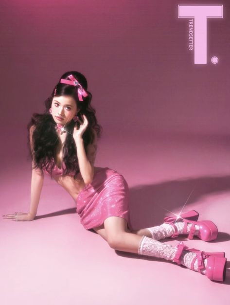 Monochrome Photoshoot, Kawaii Ribbon, Aesthetic Barbie, Y2k Photoshoot, Hi Barbie, Pink Monochrome, Pink Bow Dress, Debut Photoshoot, Barbie Hairstyle