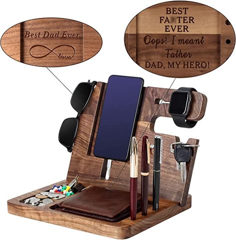 Nightstand Organizer, Charge Station, Wood Docking Station, Phone Docking Station, Best Presents, Watch Stand, Key Wallet, Docking Station, Phone Holder