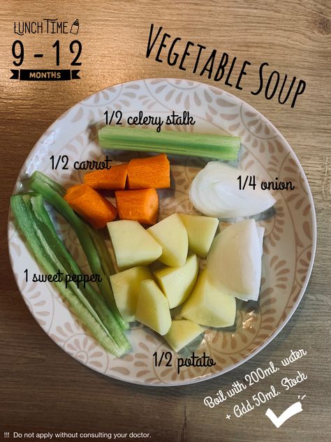 Vegetable Soup 👶🏻🍲 Food for Baby 9-12 Months. Baby Food 9-12 Months, Recipes For Baby 9-12 Months, Baby Recipes 9-12, Baby Food Recipes 9-12, 9 Months Baby Food, Soup For Babies, 12 Month Baby Food, Food For Baby, Baby Lunch