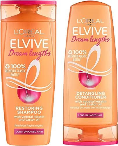 L'Oreal Elvive Dream Lengths Shampoo (400ml) & Conditioner (300ml) Set for Damaged Hair, Pack of 2 Check more at https://uk.productsoffer.in/loreal-elvive-dream-lengths-shampoo-400ml-conditioner-300ml-set-for-damaged-hair-pack-of-2/ Elvive Shampoo, Camp Packing, Prevent Hair Breakage, Shampoo And Conditioner Set, Hair Pack, Hair Supplies, Hair Breakage, Hair Fibers, Hair Routines