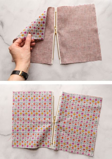 Easy Zipper Pouch, Diy Pouch No Zipper, Pochette Diy, Simple Pouch, Suzy Quilts, Sew Zipper, Zipper Pouch Tutorial, Pouch Sewing, Pouch Tutorial