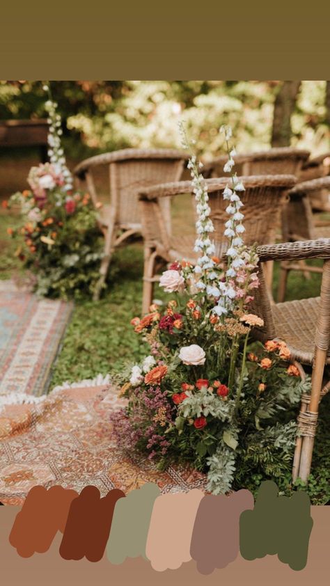 #fall #wedding #colors #flowers #floral #autumn Hexagon Wedding Arch Wildflower, Taupe And Wildflower Wedding, Italian Wildflower Wedding, Italian Wedding Flowers Bouquets, Spring Outdoor Wedding Colors, Italian Wedding Details, Spring Italian Wedding, Vintage Wedding Aisle, Spring Vintage Wedding