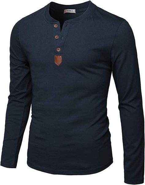 H2H Mens Casual Slim Fit Basic Henley Long Sleeve T-Shirt Navy US L/Asia XL (CMTTL0103) | Amazon.com Henley Long Sleeve, African Clothing For Men, Henley T Shirt, Men Stylish Dress, Mens Henley, Mens Fashion Casual Outfits, Classy Casual, Men Fashion Casual Outfits, Tk Maxx