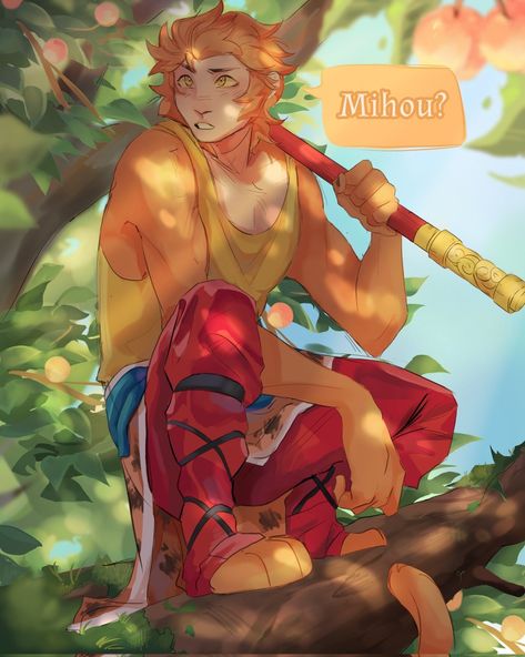 Jttw Sun Wukong, Yellow Tusk Lmk, Wukong And Macaque Fanart, Wukong X Macaque Kiss, Mk Monkie Form, Sun Wukong Lmk Fanart, Sun Wukong Macaque, Monkey King Fanart, Sun Wukong Fanart