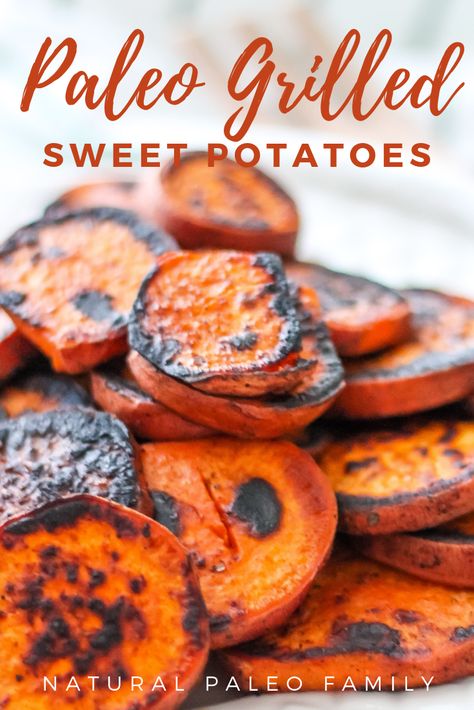 If you’re looking for a fun new way to cook those sweet potatoes this summer, then look no further than these ultimate grilled sweet potatoes.  The perfect blend of sweet and savory, they will be an instant hit and summer staple for your family!  #grilledsweetpotatoes #paleosweetpotatoes #paleosummerfood #paleogrilledfood #healthygrilling Vegetarian Grilling, Grilled Sweet Potatoes, Paleo Side Dishes, Crunchy Moms, Summer Grilling Recipes, Healthy Grilling, Foods With Gluten, Sweet Potato Recipes, Sweet And Savory