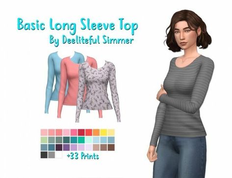 Wow! Check out this Basic Long Sleeve TOP At Deeliteful Simmer Sims 4 CC! Deeliteful Simmer – Clothing, Female: Basic long sleeve top. This is the base game cardigan maked a better regular top than an ugly cardigan. #sims #sims4 #sims4cc #gaming Long Cardigan Outfit, Denim Texture, Clothing Female, Sims4 Clothes, Sims 4 Cc Packs, Sims Hair, Cute Cardigans, Sims 4 Cas, Sims 4 Cc Finds