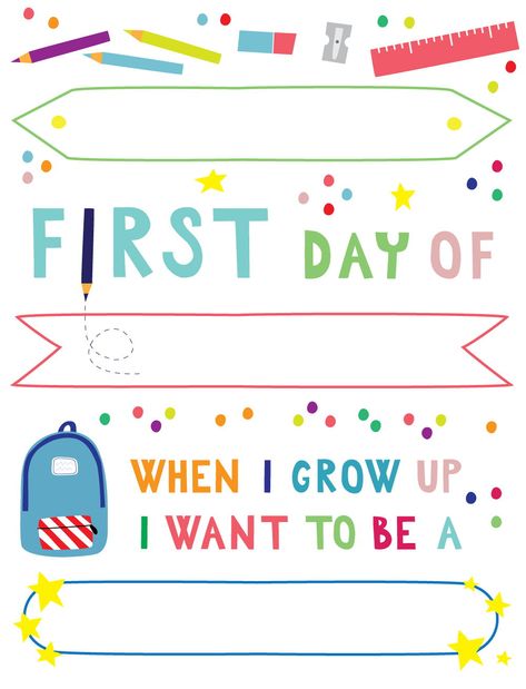 First'day Of School, First Day Of School Poster, First Day Of Nursery, First Day Of Preschool Printable Free, First Day Of School Template, School First Day, Back To School Templates Free Printable, First Day Of Kindergarten Sign, First Day Kindergarten