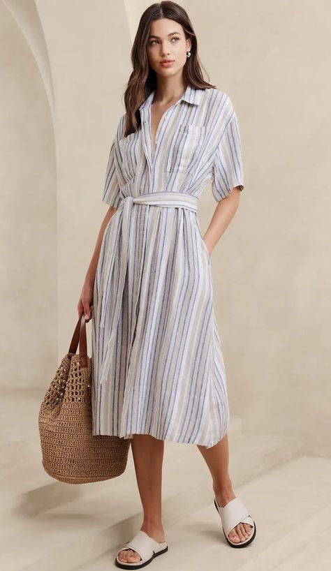 how-to-wear-a-shirt-dress Shirtdress Outfit, 46 Year Old Women, General Outfit, Hot Weather Outfits, Shirt Dress Outfit, Outfit For Travel, Weather Outfits, Shirt Dress Summer, Oversized Shirt Dress