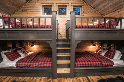 Boho Bunk Room, Cozy Cabin Bunk Beds, Cabin Loft Bunk Bed, Kids Cabin Bunk Bed, Cabin Bedroom Multiple Beds, Cabin Bunk Room, Color Schemes Bedroom, Cabin Queen Bunk Beds, Furniture Design Bedroom