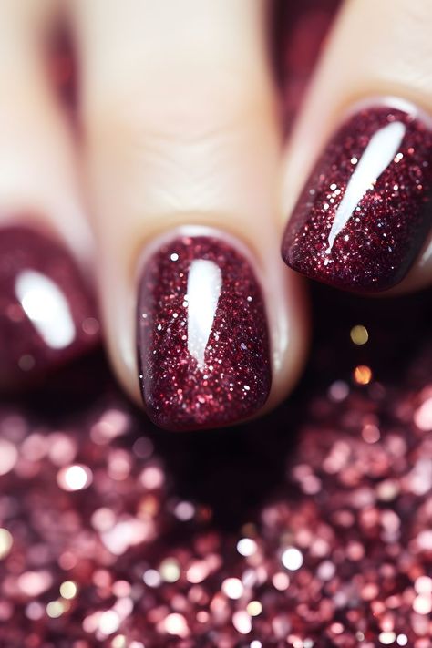 christmas nails, fall holiday nails, winter nails, winter nail designs, pretty nails ideas, new years eve nails glitter, glitter nails, holiday season nails, maroon nails, sparkly nails, festive nail art, Christmas nail inspiration, seasonal nail trends, holiday manicure ideas, winter beauty looks, glamorous nail designs, holiday nail art, festive nail colors, glittery nail polish, Christmas sparkle, nail design inspiration, winter wonderland nails, holiday party nails, trendy nail styles Maroon Glitter Nails, Nails Ideas New Years, Manicure Ideas Winter, New Years Eve Nails Glitter, Pretty Nails Ideas, Holiday Manicure Ideas, Festive Nail Colors, Nail Designs Holiday, Christmas Nail Inspiration