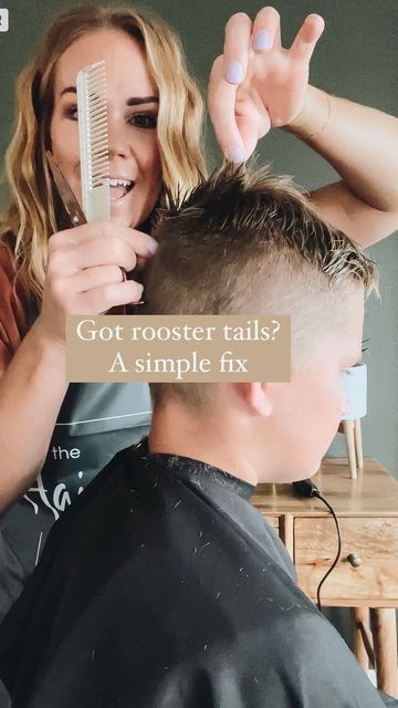 The Haircut Box | Ashlie Sutton on Instagram: "Such a common problem to have. Those dang roosters that won’t lay down! I say either grow them out long or cut them off!!! We’ve tried and tried to get the mid length hair to lay down and it doesn’t so why keep trying something that doesn’t work?! You know how to set your guides if you’ve been here for 5 minutes. I talk about them All. The. Time. Find the top guide and the side guide and angle your fingers down so you can have a straight line to Boys Hair Styles 2023 Short, Thick Boy Hair Cuts, Hair Cuts For Boys With Cowlicks, Modern Mullet Boys Straight Hair, Boys Fine Hair Haircut, How To Cut Little Boys Hair, Boy Hair Cuts Long On Top, Boys Haircut How To, Boys Growing Out Hair Styles