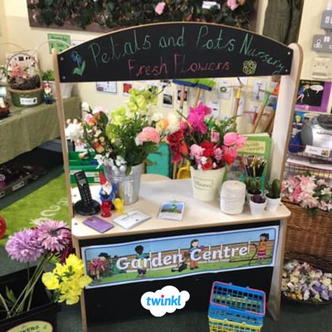 Flower Shop Role Play Eyfs, Outdoor Role Play Eyfs, Garden Centre Role Play Eyfs, Garden Centre Role Play, Role Play Areas Eyfs, Kids Role Play, Preschool Garden, Role Play Areas, Eyfs Classroom