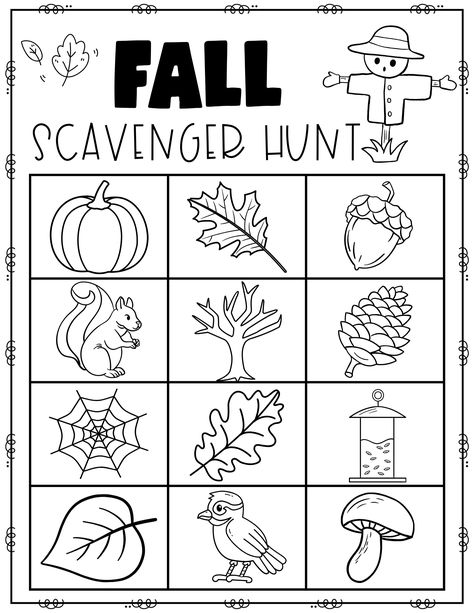 Fall Scavenger Hunt Preschool, Fall Scavenger Hunt For Kids, Harvest Activities, Fall Scavenger Hunt, Preschool Fall, Fall Kindergarten, Scavenger Hunt For Kids, Fall Preschool, New School Year