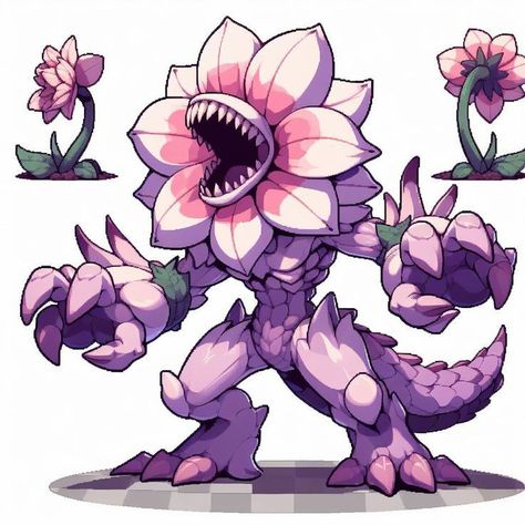 Plant Creature Concept Art, Monster Rpg Art, Plant Monster Art, Summoner Character Design, Elemental Monster, Creature Character Design, Plant Creature, Flower Monster, Rpg Creatures