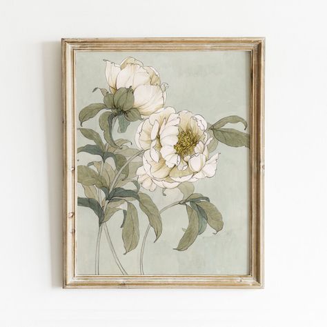 Sage Backdrop, Carleigh Courey, Peonies Art Print, Peony Art, Poppy Art, Peony Print, White Peonies, Rose Art, Lovely Print