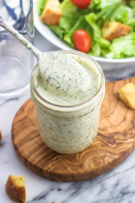 Cilantro Ranch Dressing Recipe, Yogurt Ranch Dressing Recipe, Healthy Ranch Dressing Recipe, Ranch Dressing Mix Recipe, Cilantro Lime Ranch, Ranch Salad Dressing Recipes, Green Ranch, Cilantro Lime Ranch Dressing, Cilantro Lime Dressing Recipe