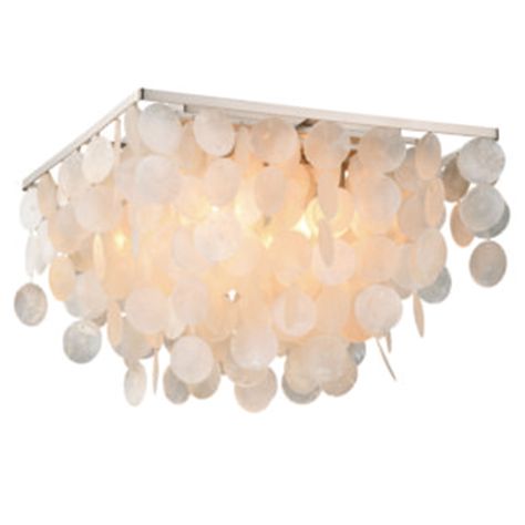 Vaxcel Elsa Satin Nickel 16 Inch 4 Light Flush Mount C0171 | Bellacor Soft Contemporary, Shell Chandelier, Bowl Pendant, Hallway Bedroom, Capiz Shell, Light Fixtures Flush Mount, Low Ceiling, Diffused Light, Flush Mount Lighting