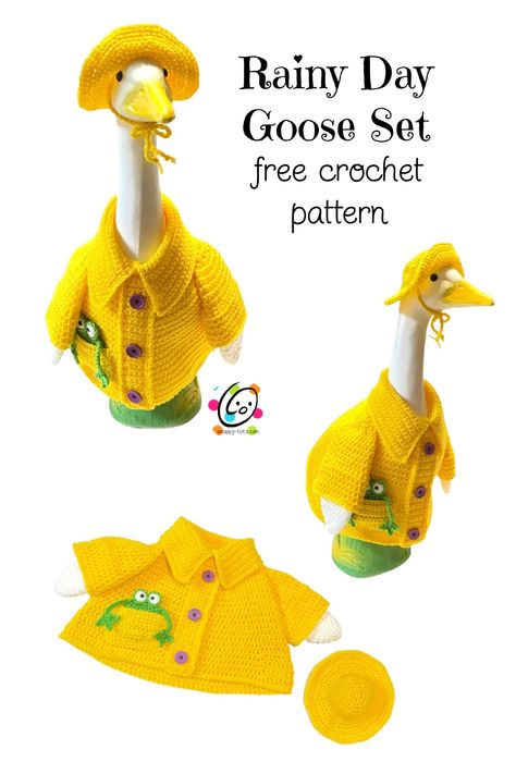 Goose Dress Pattern, Garden Goose Clothes Patterns, Crochet Lawn Goose Clothes, Porch Goose Crochet Clothes, Crochet Goose Outfit Pattern, Goose Clothing Patterns, Desk Goose Crochet, Porch Geese Clothes, Lawn Goose Outfits