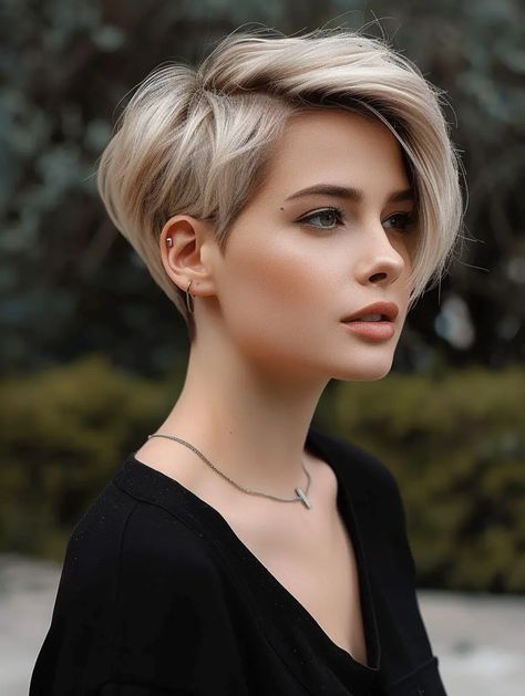 Long Pixie Haircut With Undercut, Pixie Haircut For Round Faces Plus Size, Girls Haircuts, Kort Bob, Edgy Short Haircuts, Very Short Hair, Short Blonde, Short Hair Haircuts, Short Blonde Hair