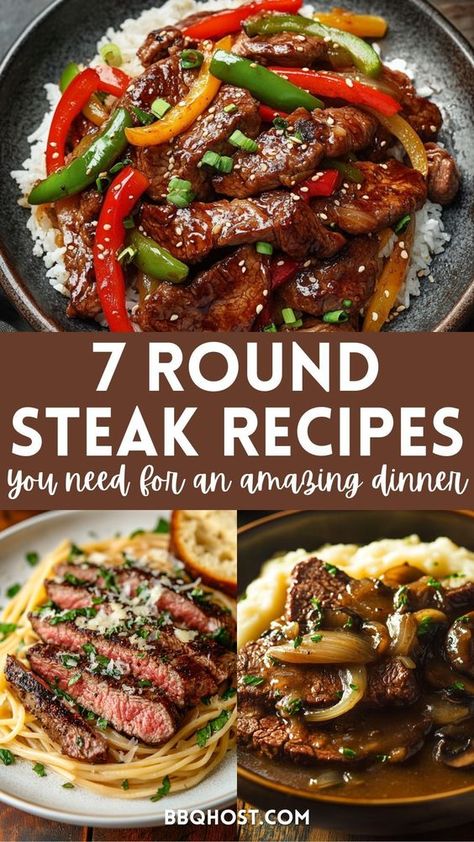 Cooking round steak just got easier! With these flavorful recipes like thinly sliced round steak with sauce and a savory bottom round steak with pasta, you’ll never run out of ideas. Save this pin and click through for the full guide! Recipes For Round Steak Dinners, Round Steak Recipes Crock Pot Healthy, Beef Eye Of Round Steak Recipes Air Fryer, Recipes With Sliced Steak, Round Steak Recipes Easy Crock Pot, Recipes For Eye Of Round Steak, Ground Round Steak Recipes, Recipe With Round Steak, Marinade For Round Steak