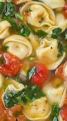 Garlic Tortellini, Spinach Tortellini Soup, Spinach Tortellini, Soup Ideas, Spinach Tomato, Tortellini Recipes, Spinach Soup, Pasta Soup, Fresh Spinach