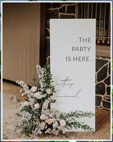 Wedding Signs For Reception - Like what you found? Click and visit to see more. Make It TODAY! Wedding Welcome Sign Foam Board, Welcome Arch Wedding, Wedding Backdrop 2023, Welcome Area Wedding, Wedding Sign Flowers, Welcome Signage Wedding, Simple Welcome Sign, Outdoor Wedding Signs, Reception Signage