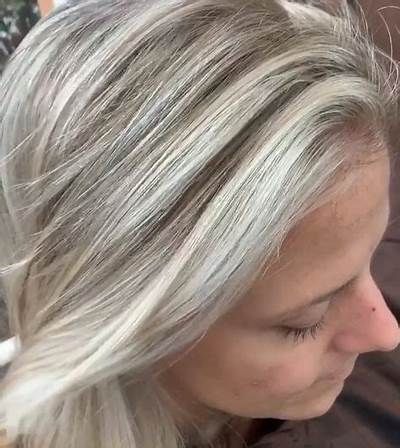 White Hair With Lowlights, Natural White Hair, Premature Grey Hair, Grey Hair Wig, Tone Makeup, Grey Blonde Hair, Short White Hair, Grey Blonde, Grey White Hair