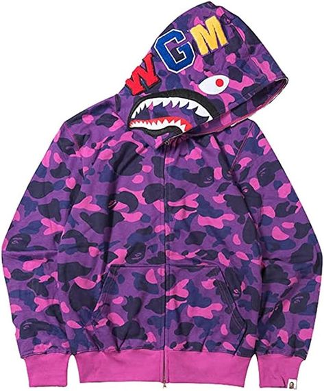 LIAOPUFUS Men's Bape Shark Mouth Fashion Hooded Sweatshirt Zipper Long Sleeve Hip Hop Street Wear Style Hinges Camouflage, Blue, S : Amazon.co.uk: Fashion Bape Shark Hoodie, Shark Head, Bape Shark, Hip Hop Jacket, Bape Hoodie, Shark Hoodie, Casual Pullover Sweater, Camouflage Hoodie, Camouflage Jacket