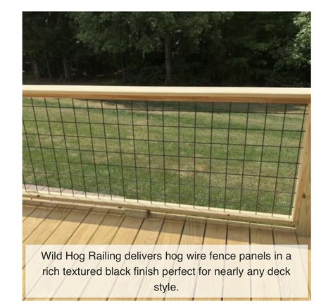 Wild Hog Railing, Wire Fence Panels, Deck Railing Diy, Wire Deck Railing, Hog Wire Fence, Rustic Deck, Wood Deck Railing, Deck Balusters, Deck Railing Design