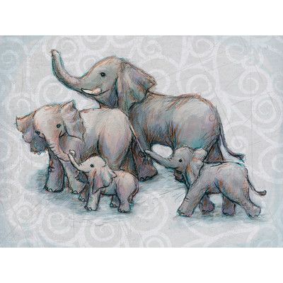 Elephant Family Drawing, Elephant Family Art, Family Canvas Art, Family Art Print, Clear Envelope, Elephant Nursery Art, Happy Elephant, Baby Elephants, Oopsy Daisy