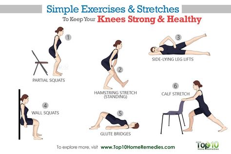 10 Simple Exercises and Stretches to Keep Your Knees Strong and Healthy | Top 10 Home Remedies Strengthening Knees, Strong Knees, Knee Pain Remedy, Knee Strengthening Exercises, How To Strengthen Knees, Knee Pain Exercises, Top 10 Home Remedies, Body Pain Relief, Calf Stretches