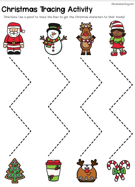 Christmas Tasks For Kids, Christmas Tracing Worksheets Preschool, Christmas Activities For Kindergarten, Christmas Tracing, Holiday Worksheets, Tracing Practice, Tracing Worksheets Preschool, Christmas Worksheets, Free Kindergarten Worksheets