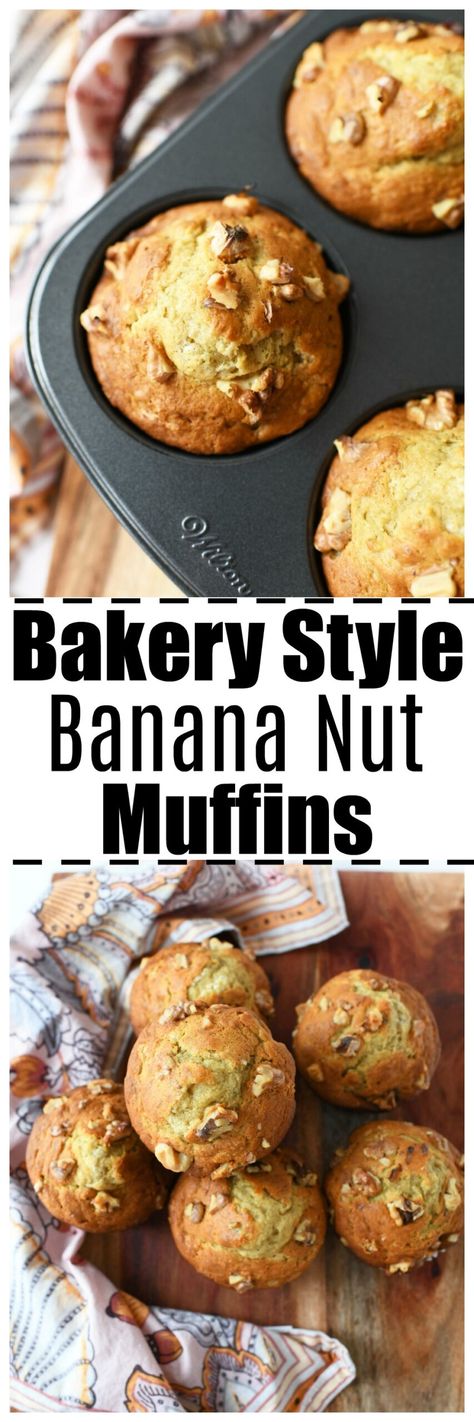 The Best Banana Nut Muffins- Looking to turn your black, speckled, overripe bananas into only the Best Banana Nut Muffins ever? If so, you've come to the right place! This recipe is our favorite and can transform even the ripest bananas into Bakery-Style Banana Nut Muffins. #bakerystylemuffins #banananutmuffins #bananamuffins via @sizzlingeats Jumbo Banana Nut Muffins Recipe, Banana Nut Muffins Bakery Style, Bakery Banana Nut Muffins, Costco Banana Muffin Recipe, Bakery Style Banana Nut Muffins, Bakery Banana Muffins, Jumbo Banana Nut Muffins, Best Banana Nut Muffins, Banana Nut Bread Muffins