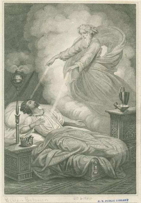 God comes to Solomon in a dream and imparts great wisdom to him - NYPL Digital Collections King Solomon Wisdom, Proverbs Chapter 1, Solomon Wisdom, Womens Bible, The Book Of Proverbs, Son Of David, Book Of Proverbs, Womens Bible Study, King Solomon