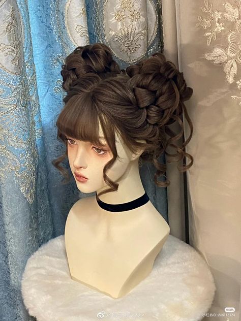 Goth Princess Hairstyles, Royal Core Hairstyles, Hairstyles For Corset Dress, Steampunk Hairstyles Long, Princess Haircuts, Circus Hairstyles, Victorian Hair Styles, Fantasy Hair Styles, Angelic Hairstyles