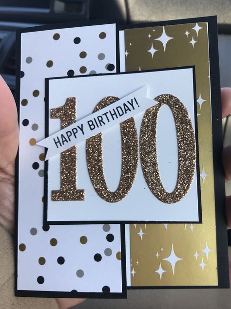 100th Birthday Cards Handmade For Men, Birthday Card 100 Years Old, Handmade 100th Birthday Cards, 100 Birthday Card Ideas, Stampin Up 100th Birthday Cards, Birthday Card 90 Year Old, 100 Year Birthday Card Ideas, Birthday Card For 90 Year Old Male, 100th Birthday Card Ideas