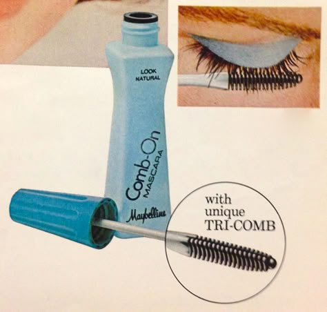 Maybelline "Comb-On" Mascara, 1975 70s Beauty Products, 80s Mascara, 60s Mascara, 70s Makeup Products, 80s Makeup Products, 90s Makeup Products, Vintage Mascara, 80s Products, Vintage Makeup Products