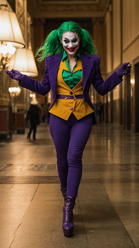 Unleash your inner villain with our ultimate guide to creating a stunning joker costume female outfit Discover how to assemble the perfect ensemble featuring a trendy white shirt a chic purple corset for that bold pop of color and eye-catching shoes that complete the look Whether you're going for a playful Hot and Easy style or channeling a Modest vibe from past years this blog post has all the tips you need for 2024 We also provide insights into sizing to ensure your outfit Joker Costume Female Outfit, Female Joker Costume, Joker Outfit, Bright Blue Hair, Female Joker, Mom Haircuts, Joker Costume, Purple Corset, Purple Suits