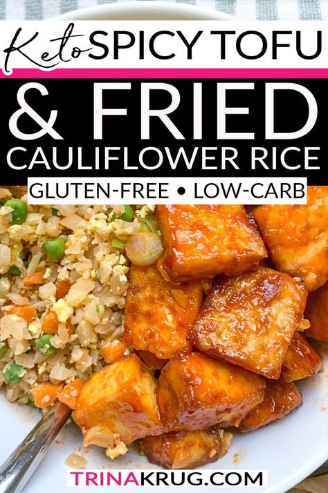 Keto Tofu Recipes, Spicy Tofu Recipes, Keto Tofu, Tofu Dinner, Fried Cauliflower Rice, Cauliflower Fried Rice Recipes, Gluten Free Dinner Easy, Diet Dinner Recipes, Cauliflower Rice Recipes