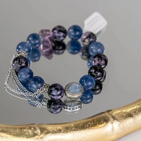 ✨Natural Charoite Amethyst Kyanite Bracelet 🍭💜💙 Introducing our Charoite Amethyst Kyanite Bracelet. This stunning piece combines the unique energies of these powerful gemstones for enhanced intuition, spiritual growth, and emotional balance. Wear it to experience a harmonious blend of clarity, protection, and inner peace. 😇🫶💙 Shop via website or DM us 🎀 Follow @l2lcrystal Follow @l2lcrystal Follow @l2lcrystal #gemstone #gemstones #gems #jewelry #gemstonejewelry #crystals #handmade #jewe... Kyanite Bracelet, Energy Bracelets, Emotional Balance, Gems Jewelry, Artisan Craft, Spiritual Growth, Energy Healing, Inner Peace, Gemstone Jewelry