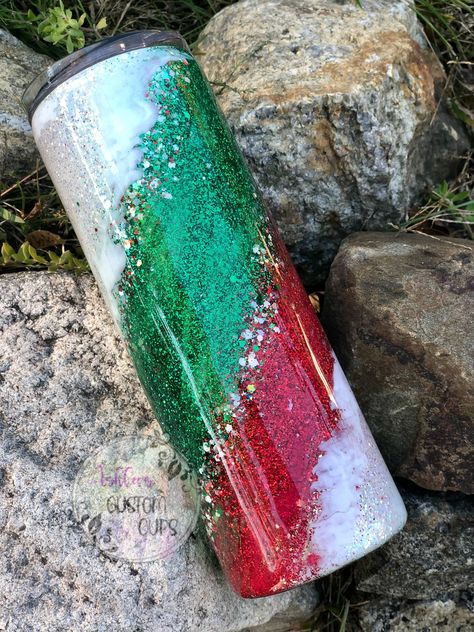 Milky Way Tumbler, Christmas Tree Glitter, Marble Mugs, Christmas Lovers, Custom Glitter, Christmas Tumblers, Holiday Entertaining, Gift For Christmas, Vinyl Colors