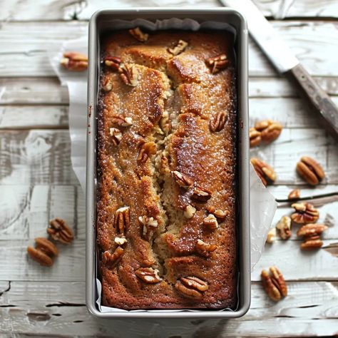 The natural sweetness of ripe bananas and the crunchy texture of walnuts come together in a delicious dessert called banana walnut cake. This cake is delicious and fluffy, and it's great for any event, from a cozy afternoon tea to a big party. This cake is simple to make—just ripe bananas, chopped walnuts, flour, sugar, and eggs. It's quick and easy, and everyone loves it. You can eat banana walnut cake straight, with whipped cream, or with caramel sauce drizzled on top. It will fill your sweet tooth and make you want more. Banana Walnut Cream Cake Recipe, Banana Cake With Walnuts Recipe, Banana And Walnut Cake, Banana Walnut Cake Recipe, Banana Black Walnut Cake, Banana And Walnut Loaf, Banana Walnut Cake, Cinnamon Desserts, Banana Walnut Bread