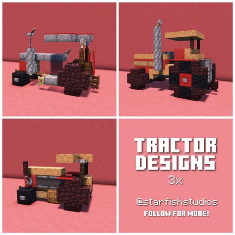 Minecraft Tractor, Minecraft Steampunk, Rumah Minecraft Sederhana, Minecraft Mansion, Tractor Idea, Minecraft Farm, Minecraft House Tutorials, Minecraft Bedroom, Minecraft City