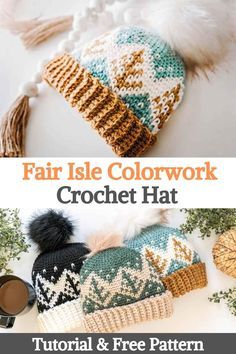 What's cozier on a cold day than a cherry crochet cap. And this pattern looks like knittted but crocheted! Fair Isle Crochet has become more popular in recent years, and I'm here for it. You can enjoy making clothes that are not only functional for the warm months, but also stylish and fashionable. Often when we think of Fair Island, we think of weaving. But the world of fair crochet is growing and has its own benefits. When most crocheters think of color, they tend to think of... Crocheted Hat Patterns Free, Crocheted Hat Patterns, Colorwork Crochet, Cherry Crochet, Fair Isle Crochet, Crochet Hat Tutorial, Crochet Adult Hat, Hat Patterns Free, Making Clothes