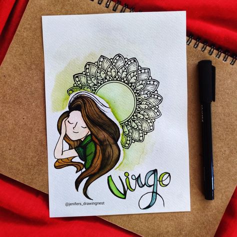 Romantic Mandala Art, Virgo Art Drawing, Cute Mandala Art, Zodiac Mandala, Mandala Art Drawing, Colour Mandala, Mandala Art For Beginners, Mandala Arts, Virgo Zodiac Sign