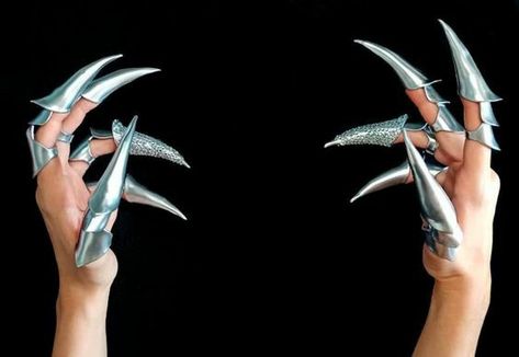 Metal Glove Claws, Futuristic Clothes, Metal Claws, Magical Stuff, Fantasy Inspo, Metal Glove, Claw Gloves, Sweet 17, Leg Warmer